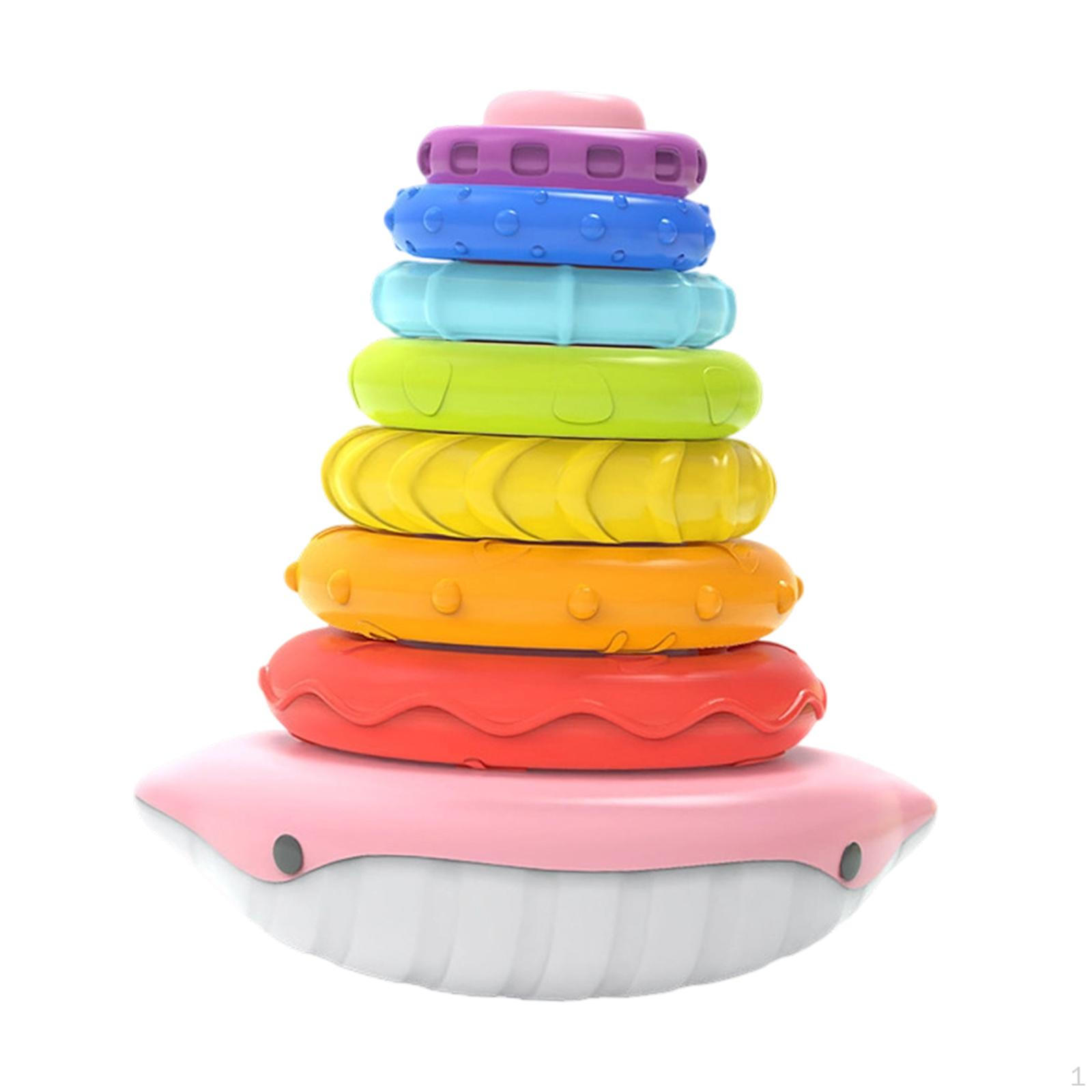 

Baby Stacking Toy Rainbow Color Recognition Fun Educational Sensory Learning Stack Rings for розовый