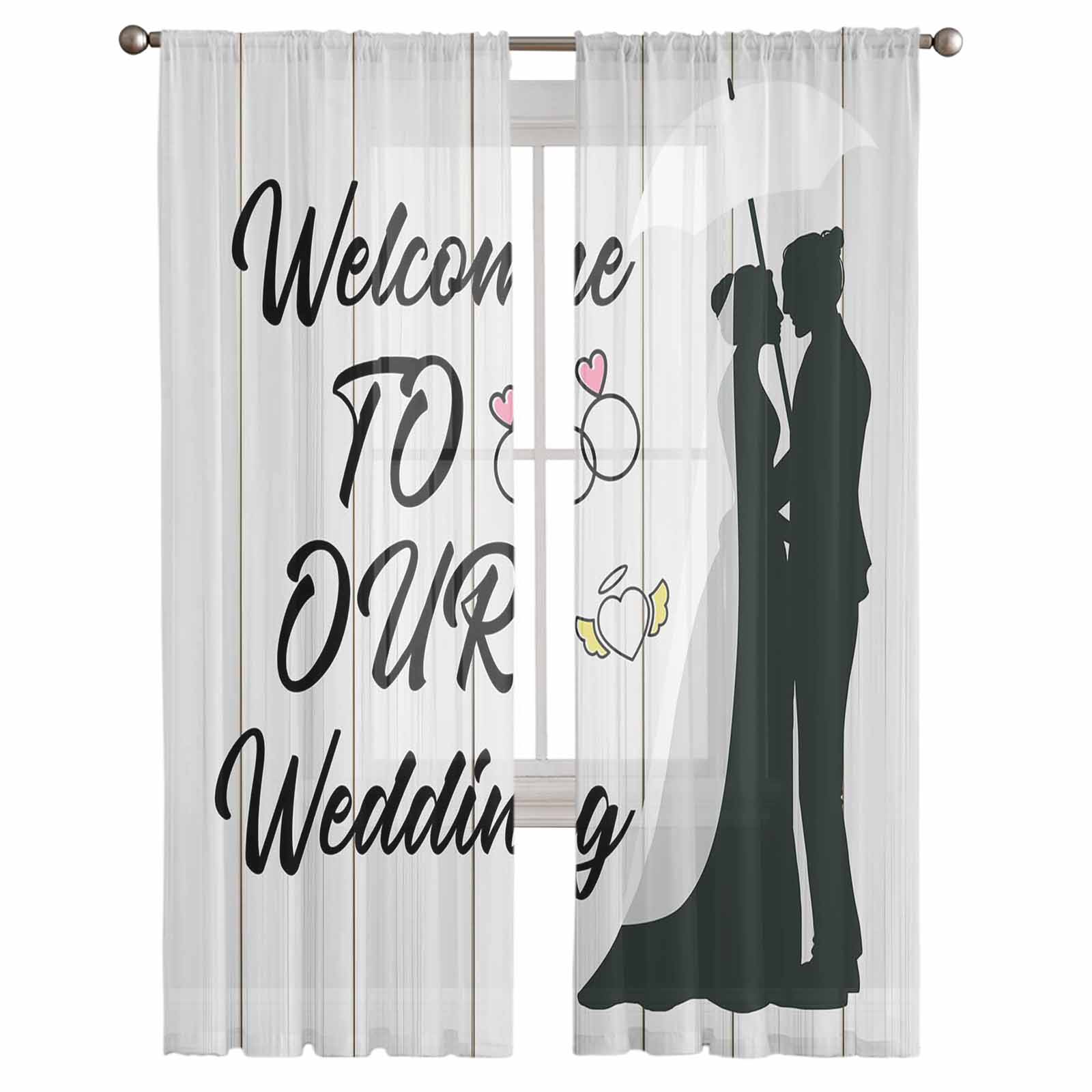 

Свадебный текст «Любовь» Тюль Прозрачные шторы для гостиной, спальни, кухни, окон, вуаль, шторы, украшение для дома 135W x 114H(cm)