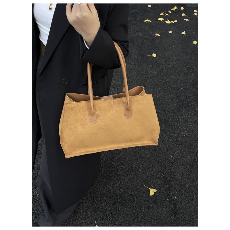 Women Large Capacity Suede Tote Bag Daily Casual Shoulder Underarm Handbag