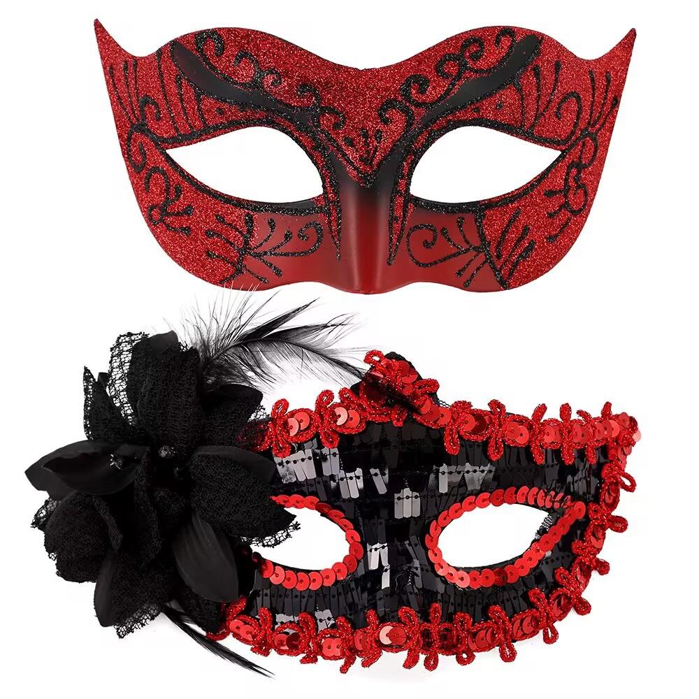 Venetian Painted Phantom Mask Halloween Carnival Party Jazz Half Face Mask Curved Horn Gold Glitter Decor Unisex