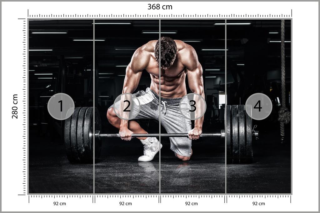 Photomural Bodybuilder With A Barbell Washable Fleece 368x280