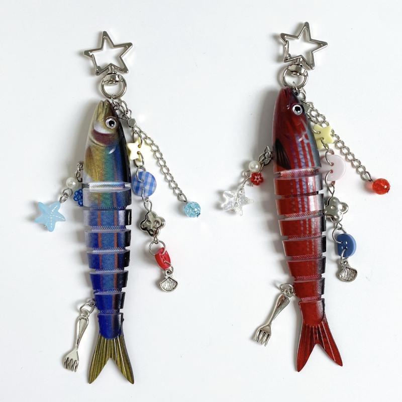 Exquisite Handmade Fish Keychain For Fishing Enthusiasts Souvenir Gifts Bag Pendant Decoration Jewelry Accessories