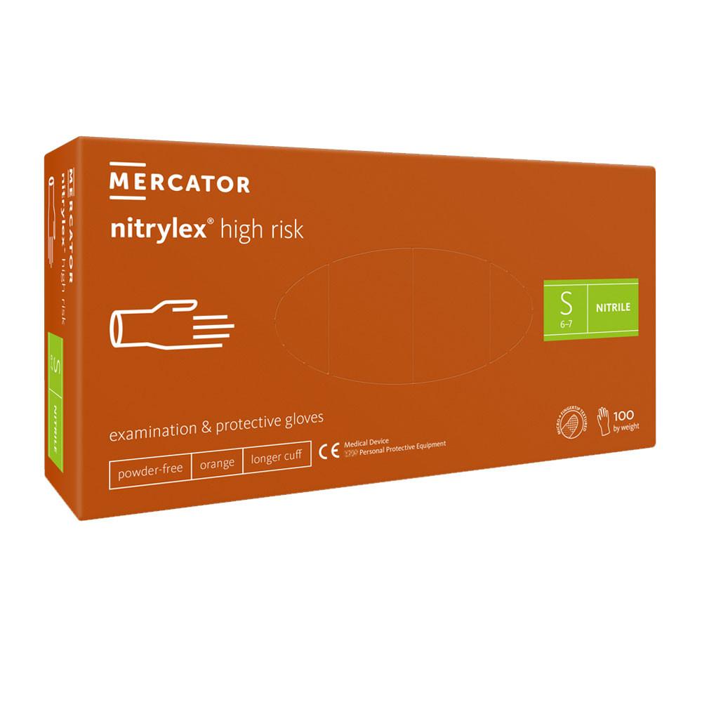 Mercator Nitrylex High Risk Nitrile Gloves Orange 100 Pcs
