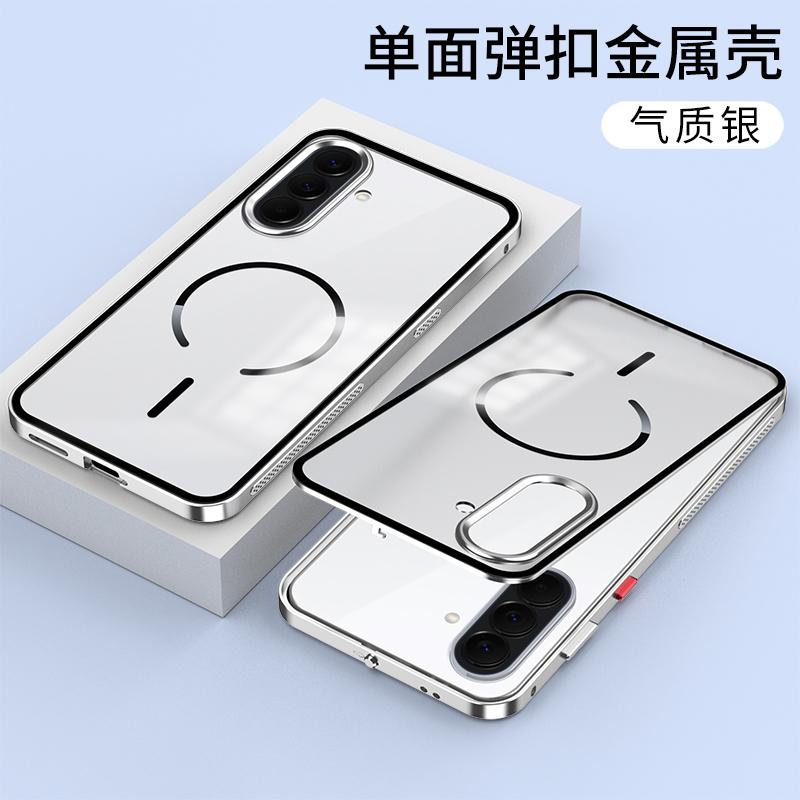 Magnetische Hülle Für Samsung Galaxy A37 Hülle Aluminiumlegierung Metallrahmen Matt Transparente Acrylhülle Für Samsung A 37 5G