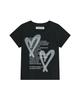 THEMUSEUMVISITOR W Heart Printed Crop T-Shirt (Black)