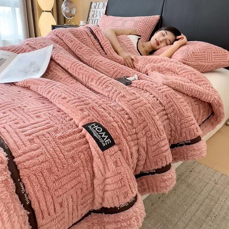 Neue Halbseiten Fleece Herbst Winter Decke Weich Flauschig Mutter- und Kindgerechte Bettdecken Warm Atmungsaktiv Sofaüberwurfdecke