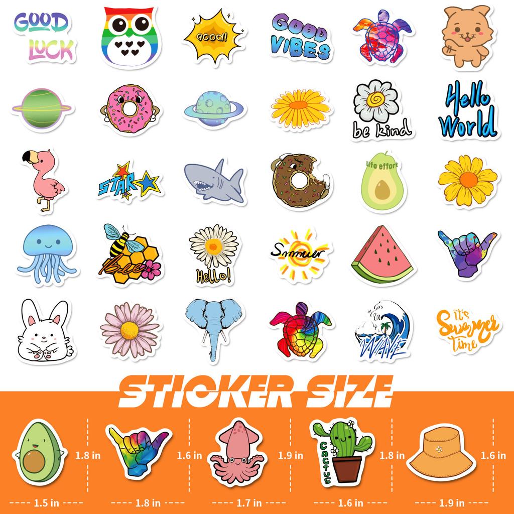 100 Small Size 4cm English Letters Small Fresh Stickers Cute Waterproof Cartoon Skateboard Guitar