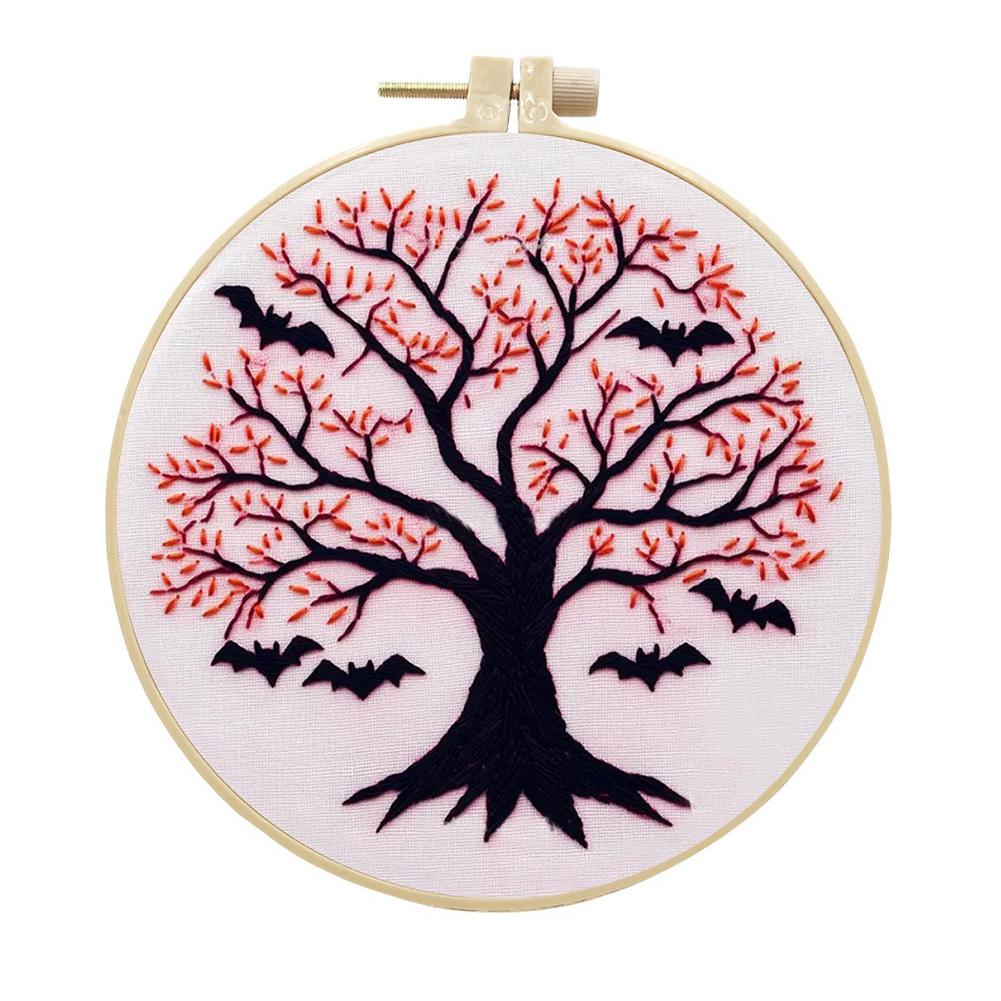 Halloween Embroidery Kit with Instructions Ghost & Gothic Stamped Cross Stitch Kits Needlepoint Kit for Adults & Beginners