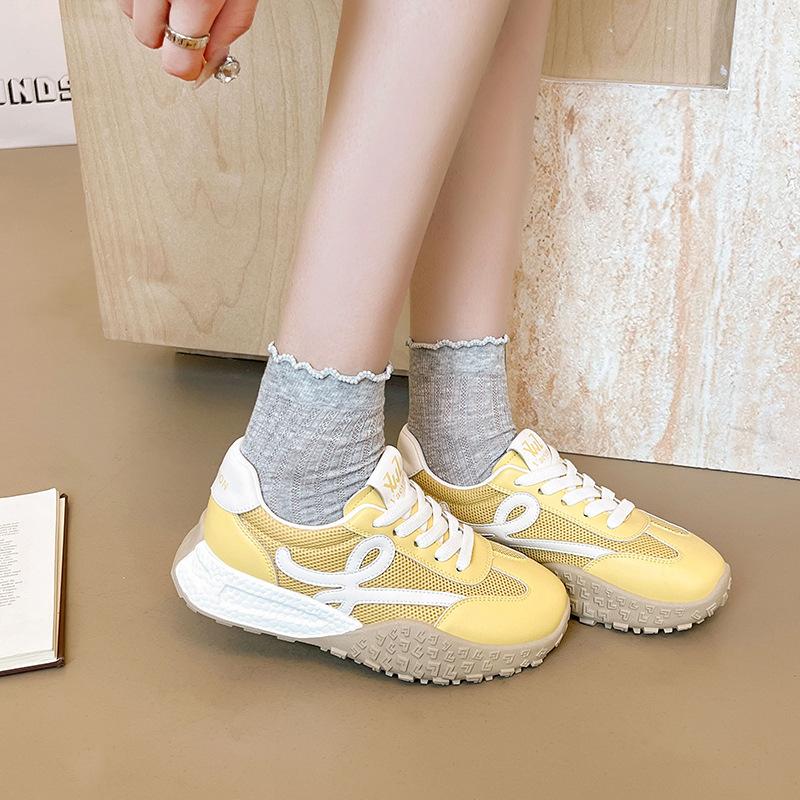 

Autumn new mesh sweet and comfortable non-slip breathable comfortable casual sports shoes 35 жёлтый