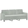 Vidaxl 3-Seater Sofa, Light Grey, 180 Cm, Upholstered In Velvet