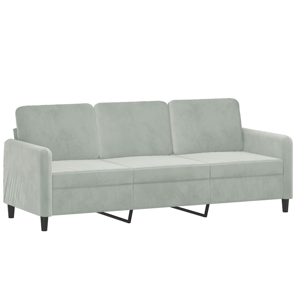 Vidaxl 3-Seater Sofa, Light Grey, 180 Cm, Upholstered In Velvet