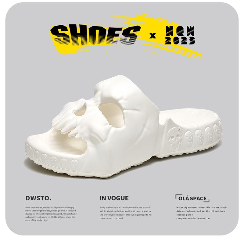 Totenkopf Design Herren Hausschuhe Flip Flops Sommer Pantoletten Herren Typ Große Größe Schuhe Herren Leichtgewichtige Indoor Hausschuhe Strandschuhe Sandalen