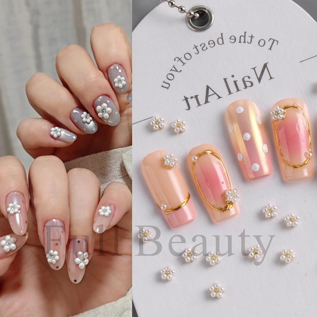 New Nail Art Jewelry Light Luxury Three-dimensional Mini Pearl Flower Mixed Small Flower Jewelry