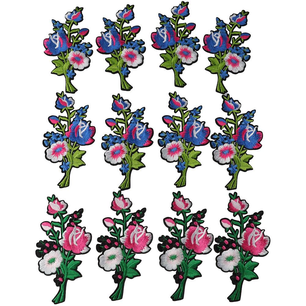 

Pink Embroidery Patch Polyester Flower Applique Vintage Patches Flowers Patches for Jeans