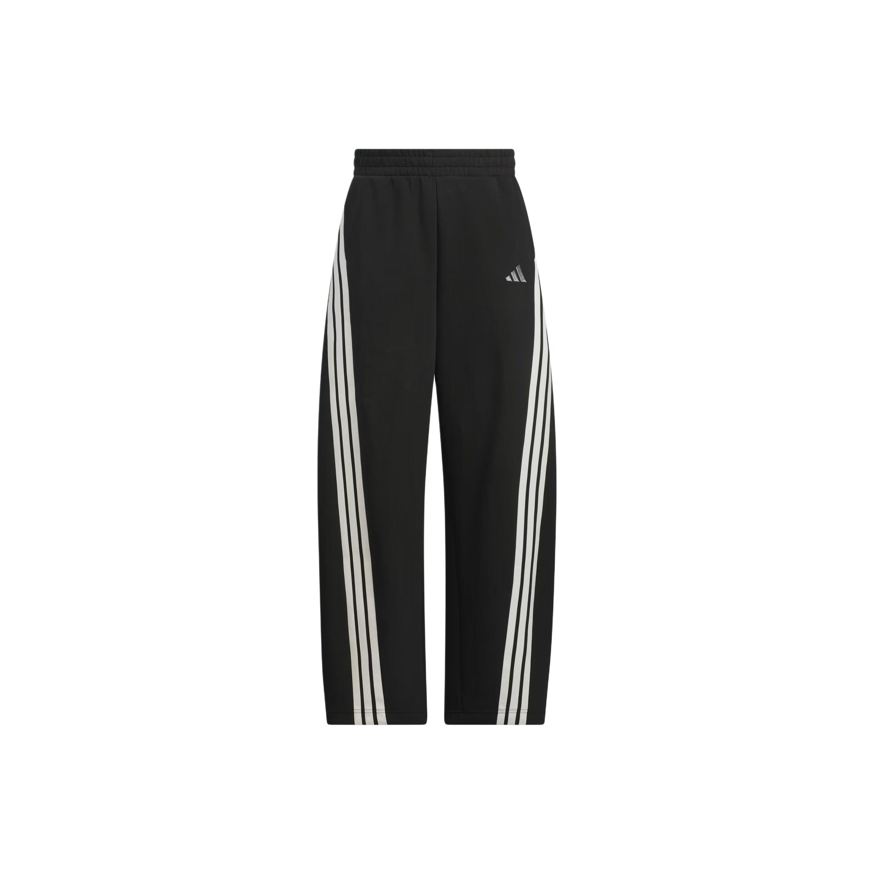 Adidas Aeroready 3-Stripes High Waist Relaxed Fit Banana Knit Pants Women Black KB8998 L