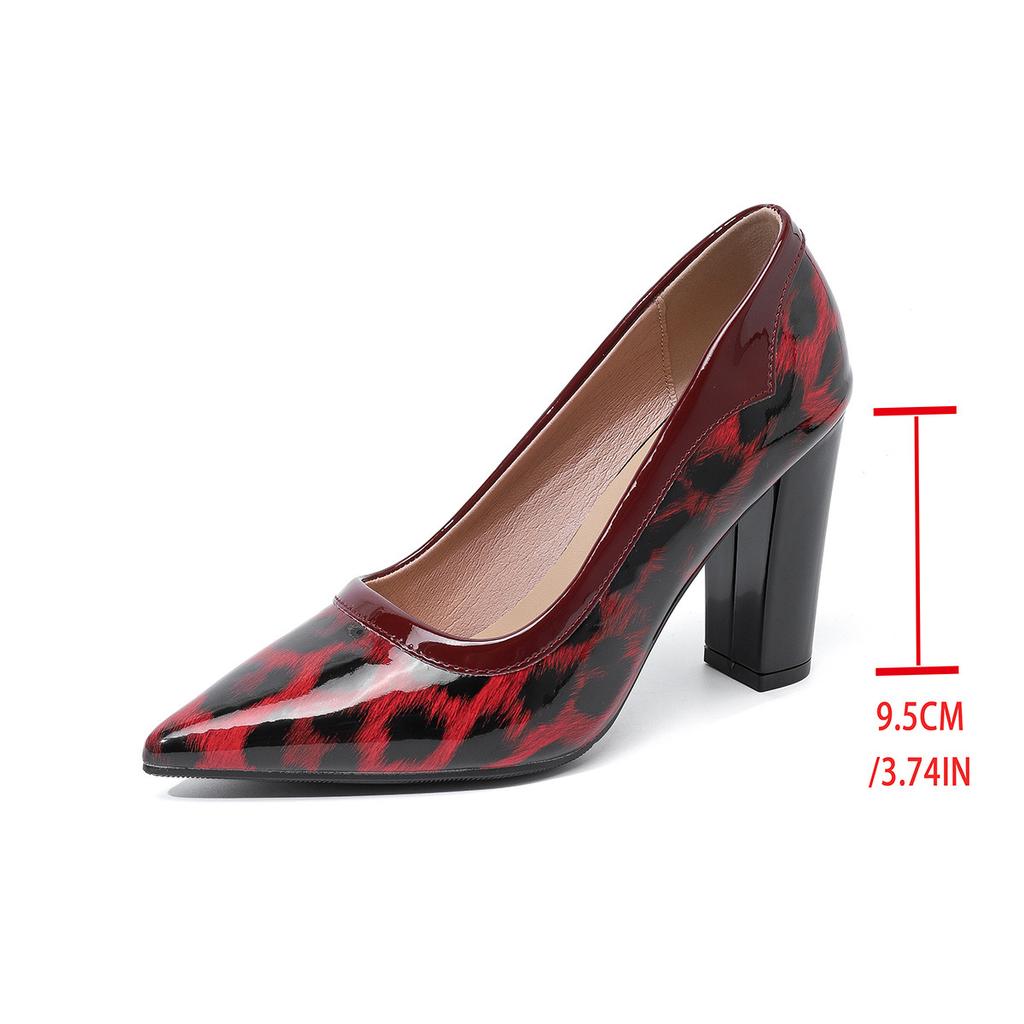 Women's High Chunky Block Closed Toe Heels Leopardprint Slip On Pointed Toe Work Dress Office Wedding Party Pumps Shoes for Women Block Heeled Shoes