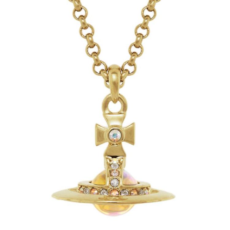VIVIENNE WESTWOOD Saturn Ring Pattern Design Brass Necklace Women Necklace Gold 63020098-02R995
