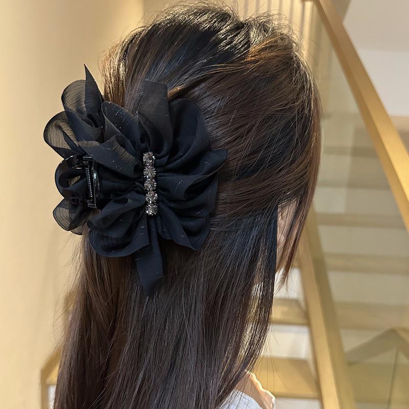 

Korean Black Mesh Bow Twist Ponytail and Updo Banana Claw Clip