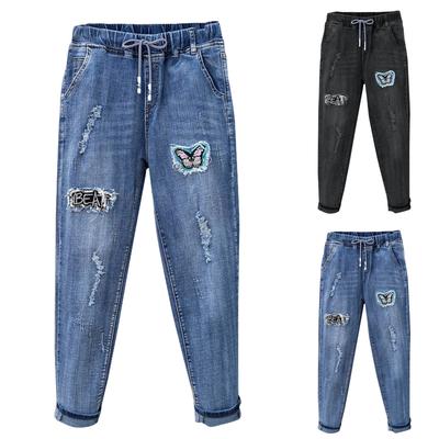 Women's Trousers Plus Size Stretch Jeans Loose Semi Elastic Pants