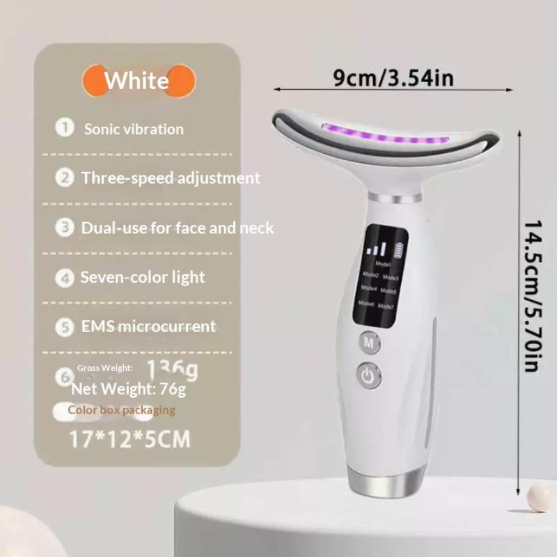 LED Beauty Device 7 Colors Light and Vibration for Neck Line Improvement