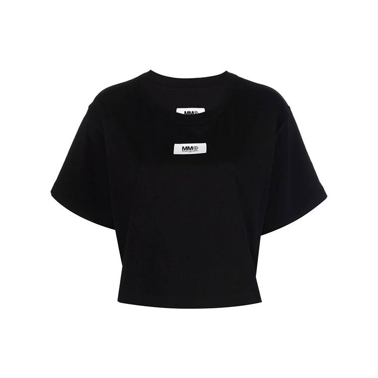 

Укороченная футболка с логотипом MM6 Maison Margiela, черная, женская, топы S52GC0236-S23962-900 M