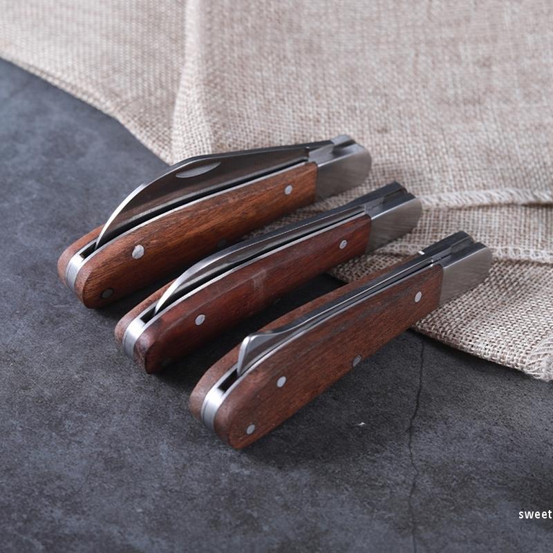 Grafting Foldable Knife Gardening Grafting Pruning Knife Fruit Tree Plant Branches Cutter Tools Portable Wooden Handle Knife