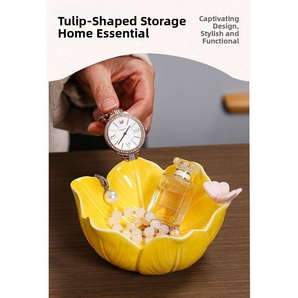 Solid Flower Jewelry Tray Petal Design Trinket Tray Luxury Small Trinket Dish Office Desk