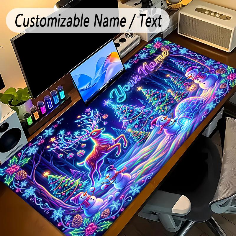 Winter Theme Personalized Mouse Pad Custom Name Text Non Slip Desk Pad For Laptop Office Desktop