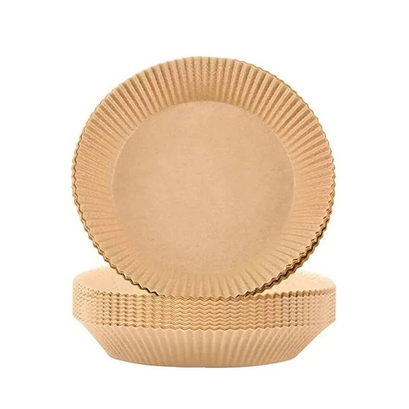 50/100 STÜCKE Air Friteuse Einwegpapier Quadratisch Rund Backpapier Grillplatte Antihaft-Matte Küchenofen Ölabsorbierendes Papierwerkzeug