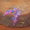 Lavender Fire Opal Cluster Earrings: Sterling Silver, Handmade
