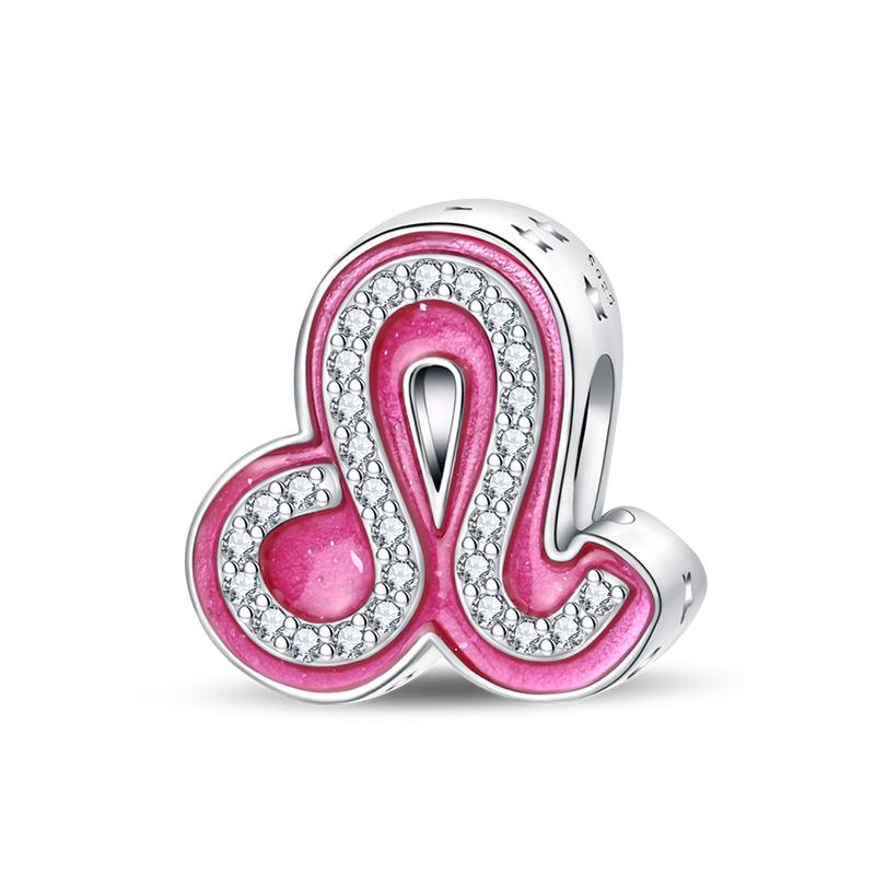 100% Copper Metal 26 Letter Shiny Princess Pink Series Charm Bead Components Bead Components Compatible With Authentic Original Bracelets Do It