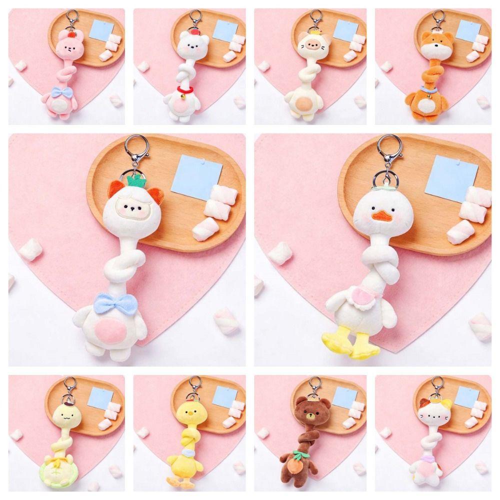 Creative Design Knotted Plush Pendant Ultra-Soft Fabric Vibrant Colors Long Neck Stuffed Doll Flexible Structure