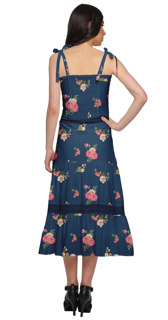 Moomaya Printed Adjustable Shoulder Strap Women Casual Sleeveless Long Dress
