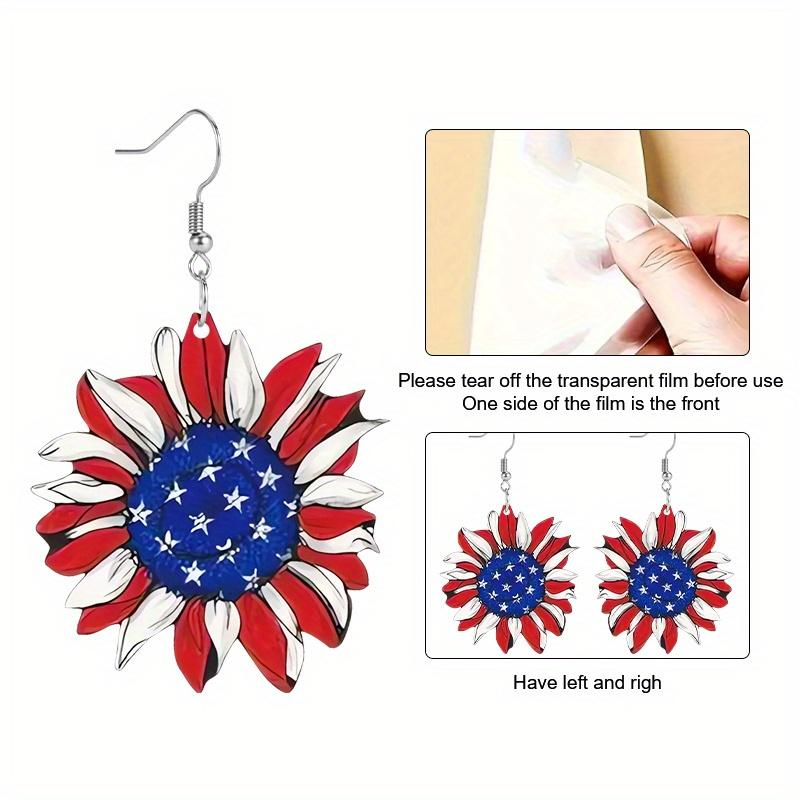 Independence Day Earring Memorial Day Earring Fashion Colorful Flag Sunflower Acrylic Earrings for Women Holiday Earrings