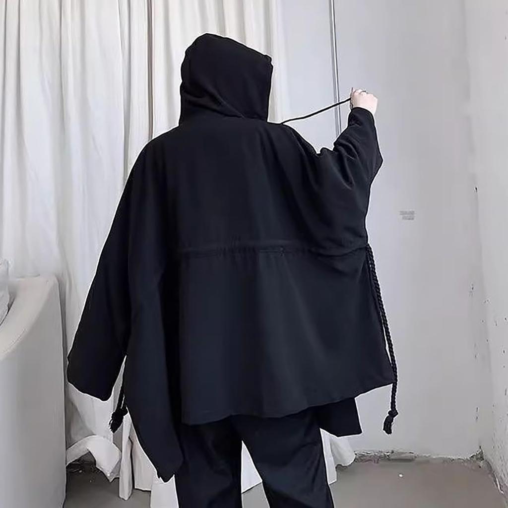 TOWYYO Poncho Einfacher Dolman-Umhang mit Ausgestellter Mehrlagiger Fleece Plus Harajuku und Modern Schmeichelhaft für und Winter Herren-Hoodie, Farbe, Kapuze, Ärmel,