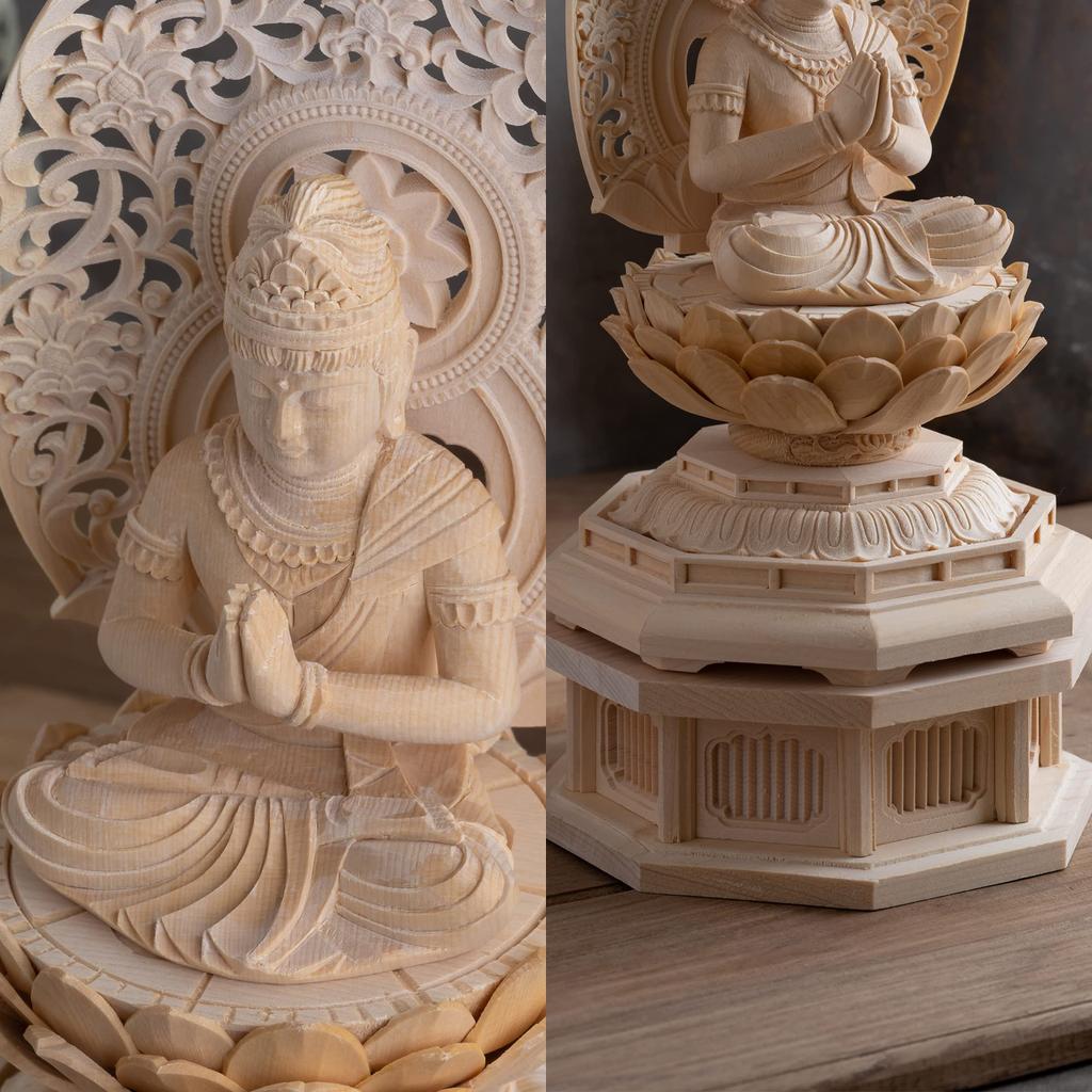 Wooden Buddha Seishi seated Guardian deity of the zodiac for those born in the year of the horse Bosatsu statue, Bosatsu, figure, 22.5cm (wooden