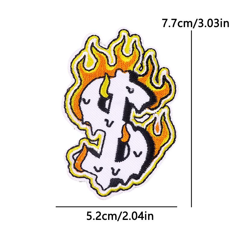 Punk Flame Letter Embroidered Patches For Clothing Sticker Horror Biker Skull Applique Iron On Patches On Clothes Fusible Badges