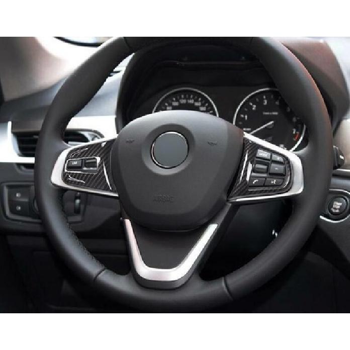 For BMW X1 2016- F48 carbon fiber inner Steering wheel button cover trim 2pc