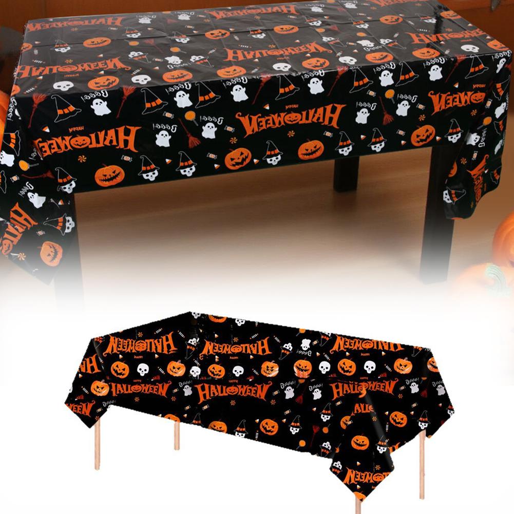 For Camping For Halloween Gathering Plastic Table Cloth Halloween Tablecloth Festive Gathering Halloween Tablecloth