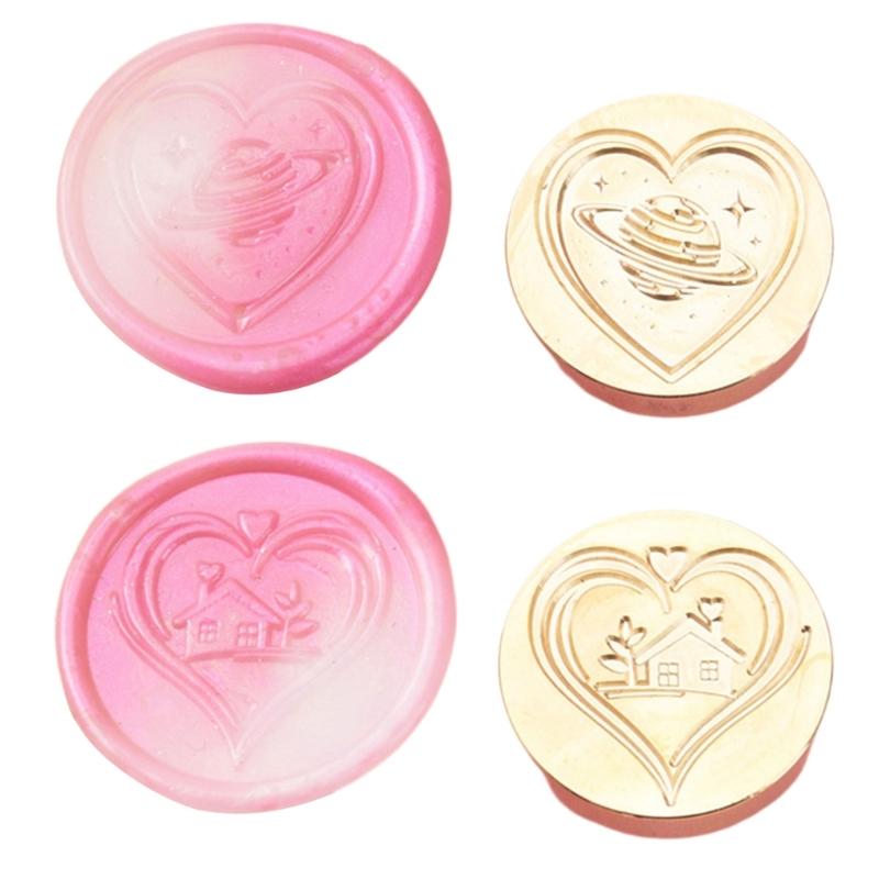 2Pcs Love Heart Seal Stamp, Wedding Themed Seal Stamp Head for Seal Invitations, Valentines Card, Package Embellishment