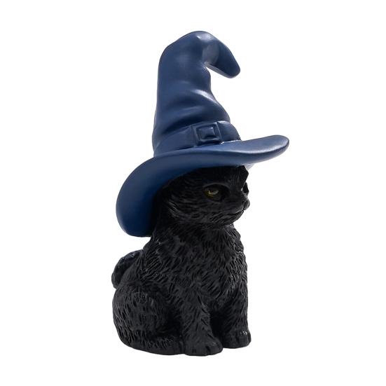 Halloween Cat Figurine, Resin Witch Hat/Moon/Pumpkin/Skull Cat Statue for Halloween Tabletop, Mantel, Shelf, Desk Decor