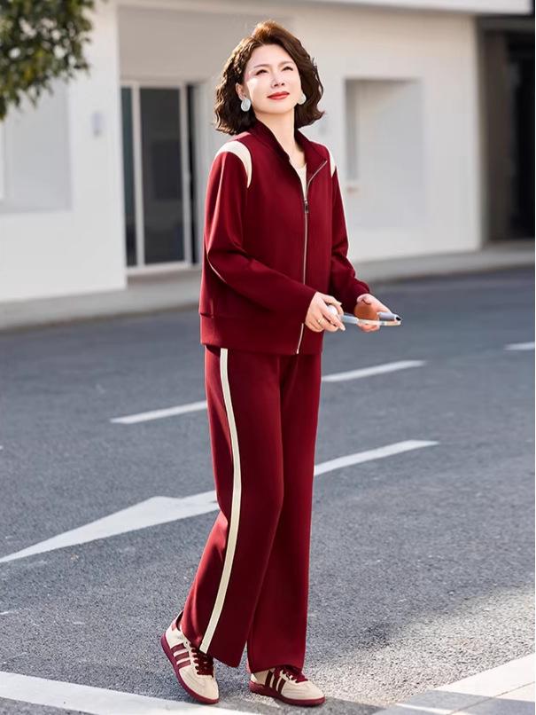 2026 Stylish Women's Spring/Fall Two-Piece Suit for Middle-Aged and Elderly: Casual Outerwear