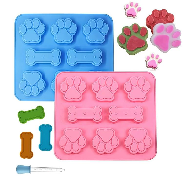 Oven Safe Dog Bone and Paws Shape Molds Heat Resistant Baking Tool Chocolate Bakewares Dessert Craft Supplies