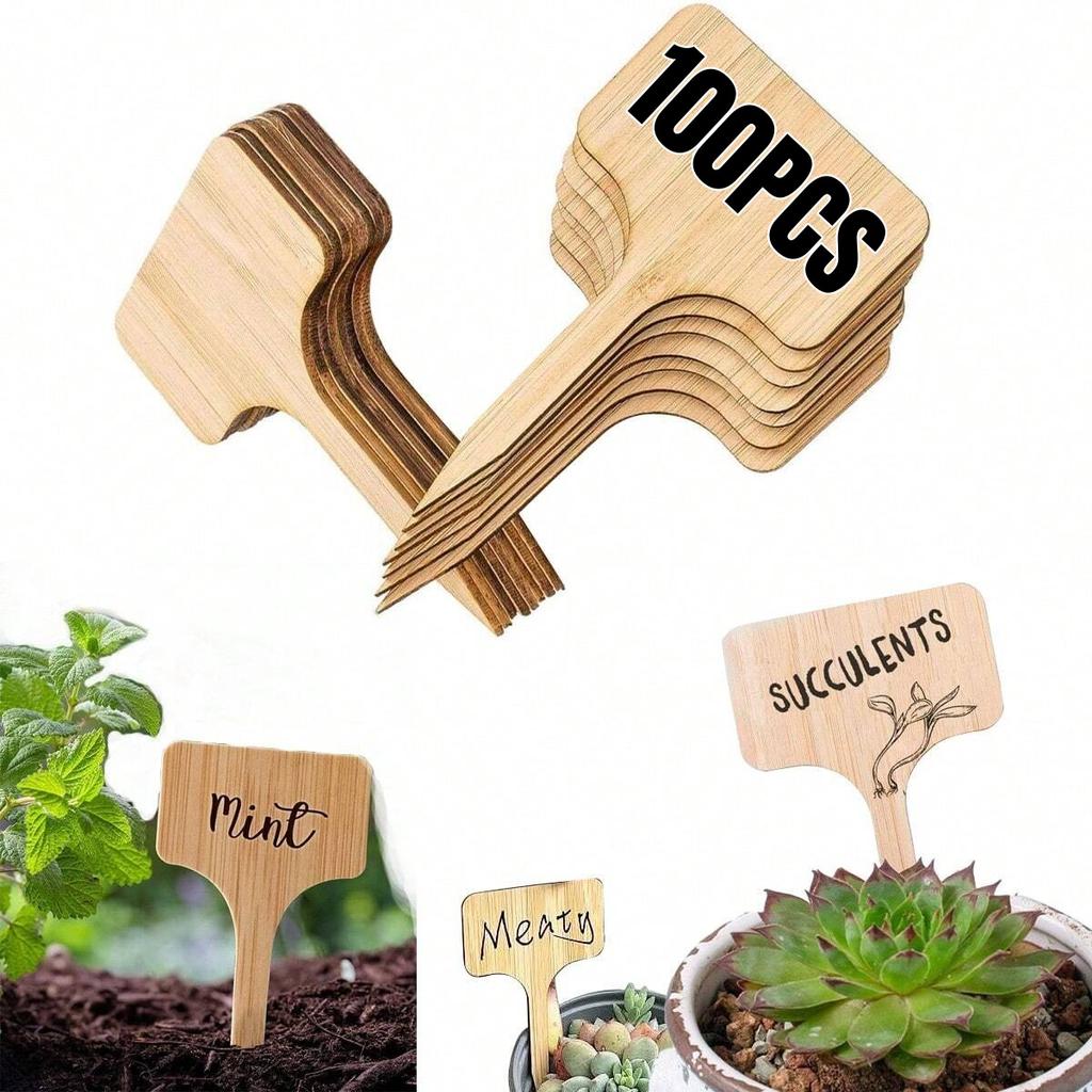 20-100Pcs Wooden Plant Labels Plant Tags T-Type Garden Marker For Plants Vegetable Seedlings Name Sign Outdoor Handwritten Tags