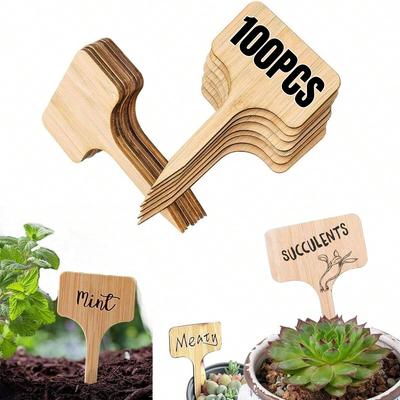 20-100 Stück Holz Pflanzenetiketten Pflanzenetiketten T-Typ Gartenmarkierer Für Pflanzen Gemüse Setzlinge Namensschild Outdoor Handgeschriebene Etiketten