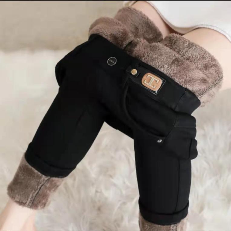 

Velvet High-Waisted Slimming Skinny Leggings - Warm Black Pants for Autumn/Winter Size 29 (XL: 111-120 kg)