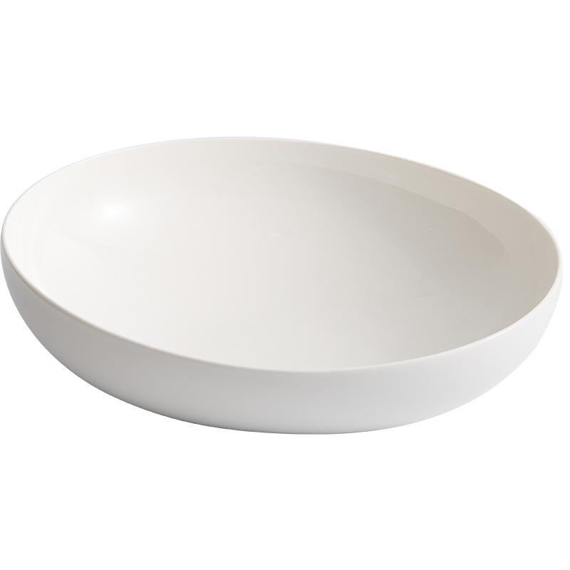 White Simple Western Restaurant Deep Bowl Household New Ceramic Fruit Salad Bowl Japanese-style Soup Plate for El Tableware