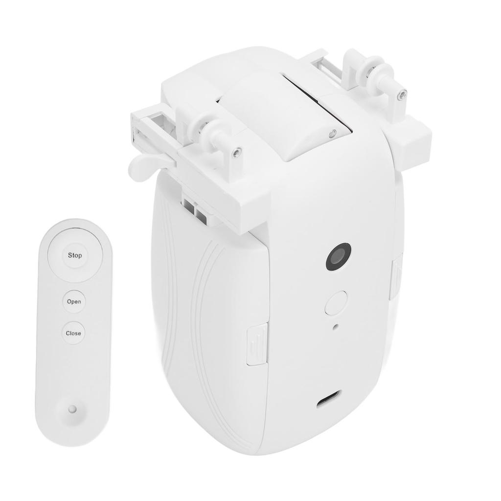 Smart Automatic Curtain Opener, Type C Charging Electric Curtain Opener with Remote Control, Silent Mode, Fits Roman Rod T Rail U Rail, for Bedroom, L