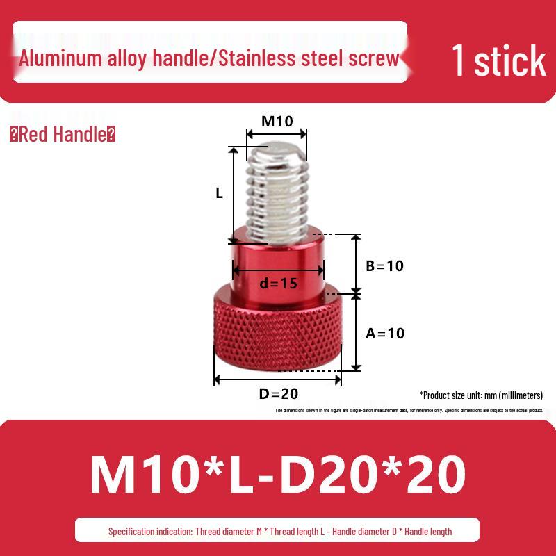 M10 Knurled Flat Head Aluminum Handle Stainless Steel Hand-Tightening Screw with Shoulder Adjustment Bolt