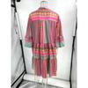 Women's Fall Vintage Print V Neck Dress, 3/4 Sleeve Loose Casual Boho Tiered Dress for Daily Wear